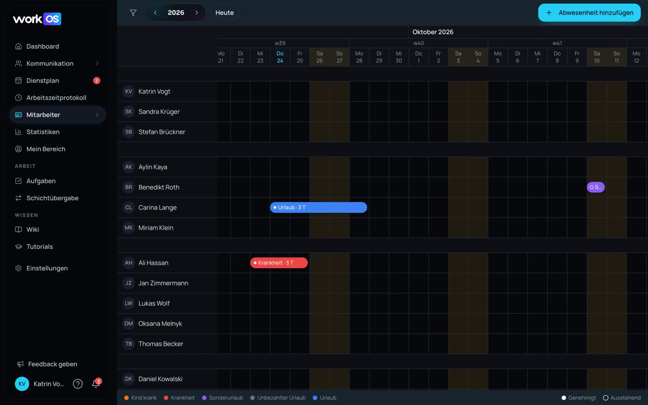 datoWork-Abwesenheitskalender