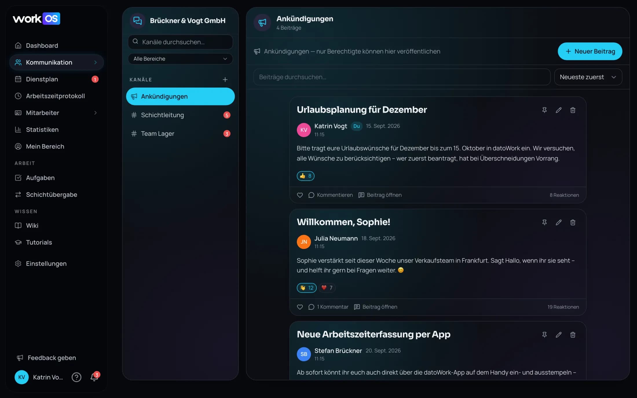 datoWork-Community mit Ankündigungen