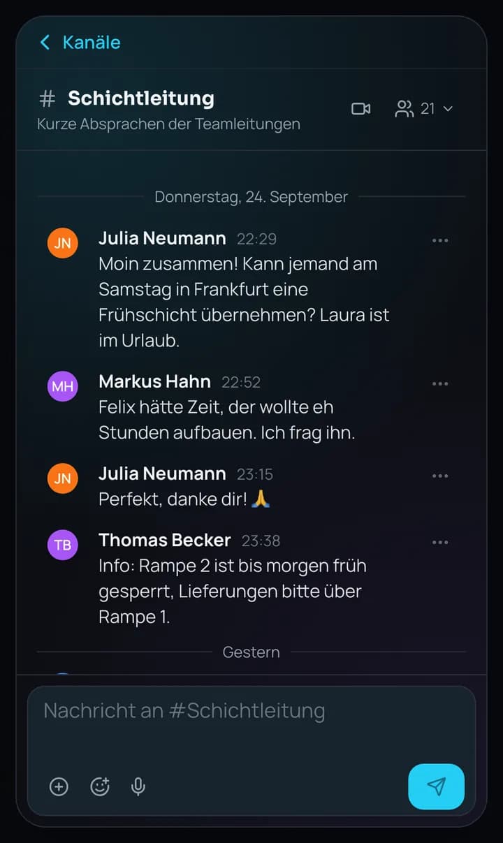 datoWork-App: Kommunikation