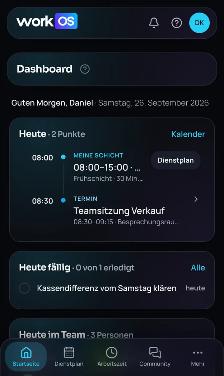 datoWork-App: Startseite